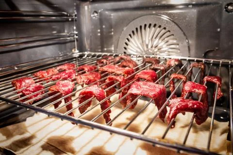 Beef jerky in process of preparing Stock Photos