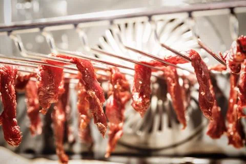 Beef jerky in process of preparing Stock Photos