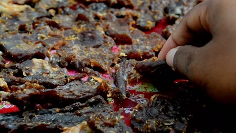 Beef jerky quality check Video stock 230211950
