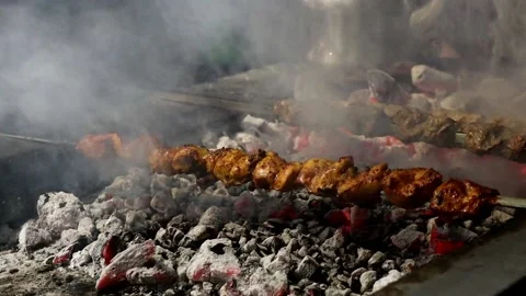 Beef Kababs On The Grill Stock Footage 140893993
