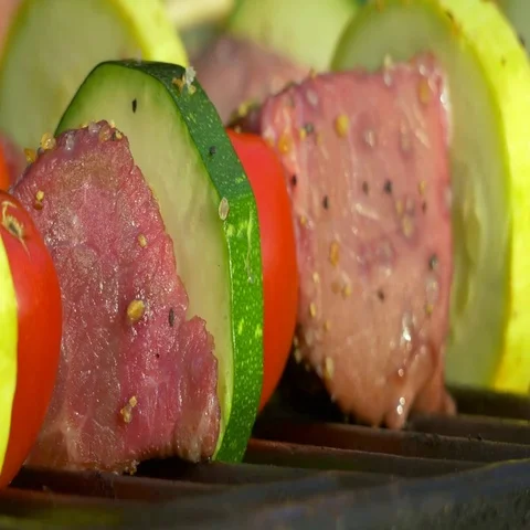 Beef Kabob on Grill, 4K Stock Footage 69467739