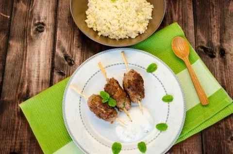 Beef kebab with with couscous Foto stock