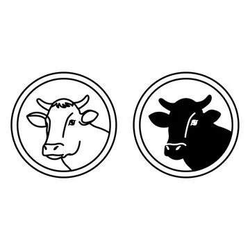 Beef Labels. Black and White Vector Icons. Cow Head. Beef Meat Products. Ca.. Stock Illustration