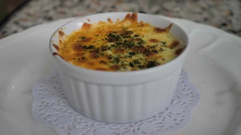 Beef Lasagna Circular Bowl White Restaurant Stock Footage 280376752