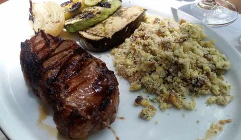 Beef with manioc farofa. Stock Photos