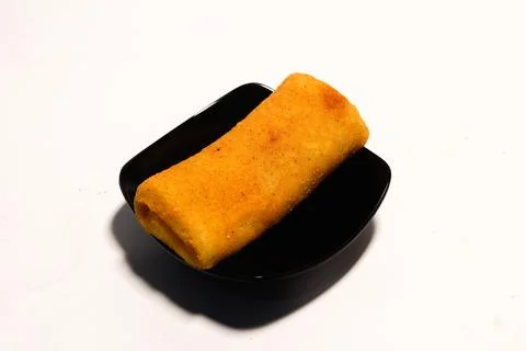 Beef mayo risoles with tomato sauce topping isolated on white Stock Photos