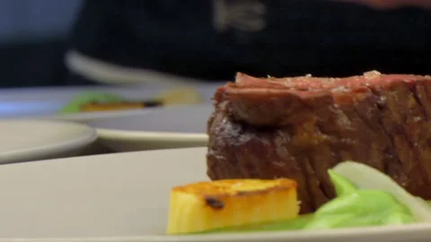 Beef Meal On Plate Stock Footage 135847161