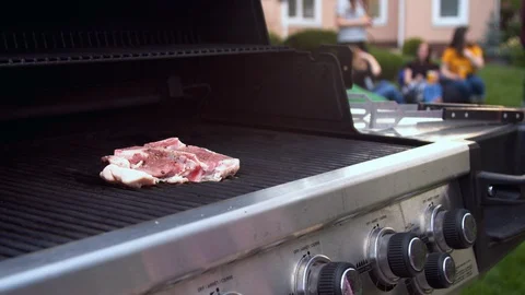 Beef meat on barbecue grill Stock Footage 130058371