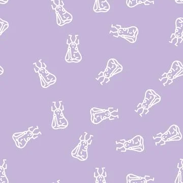 Beef meat character line vector seamless pattern Stock Illustration