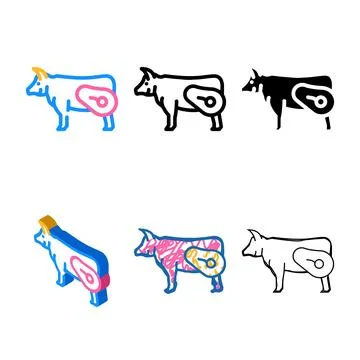 Beef meat color icon vector variants Stock-Illustration