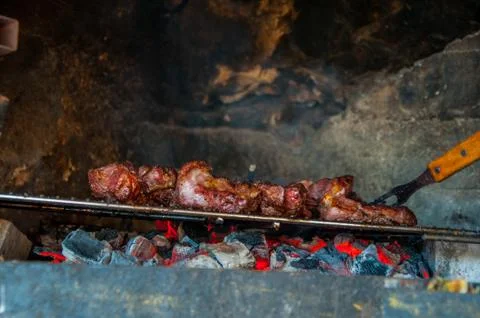 Beef meat on the grill Stock Photos
