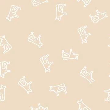 Beef meat line vector seamless pattern Stock Illustration