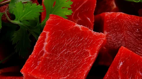Beef meat slices over ceramic bowls ready to prepare Vídeos de archivo 27191319