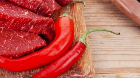 Beef meat steak on wood 库存影片 58319665