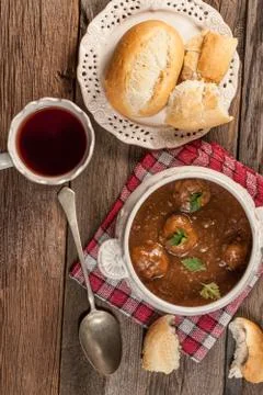 Beef meatballs in the sauce. Stock Photos