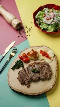 Beef medium rare steak Stock Photos