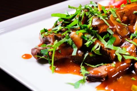 Beef with mushrooms Stock Photos