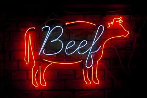 Beef - Neon light Stock-Fotos