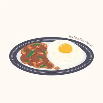 Beef padkaprao meal Stock Illustration