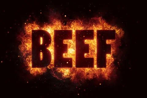 Beef Party text on fire flames explosion Stock Illustration