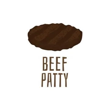 Beef patty isolated on white background. Grilled burger meat cutlet Illustrazione stock