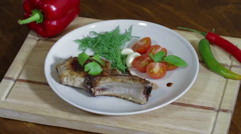 Beef pot roast with vegetables on white plate 스톡 동영상 59761050