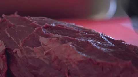Beef Prep Perfection: Trimming Fat and Preparing a Steak for the Grill – Stock Footage 288692267