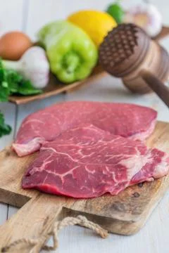 Beef for preparing schnitzels. Stock Photos