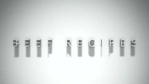 Beef recipes 3D title animation white text on a white background Stock Footage 299379298