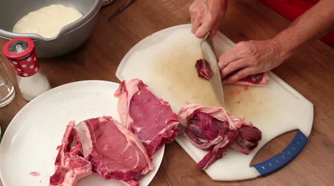 Beef ribs chopping Stock Footage 58536968
