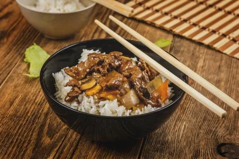 Beef with rice Stock Photos