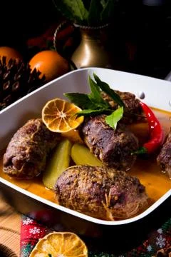 Beef rolls from the oven Stock Photos