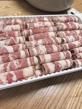 Beef Rolls / Sliced Beef for Hot Pot Stock Photos