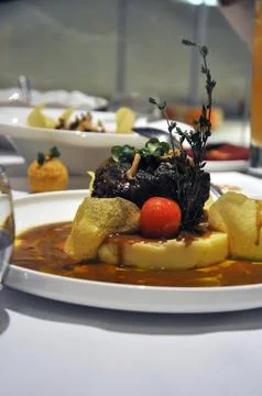 Beef Rossini with Mashed Potato Stock Photos