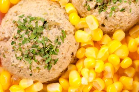 Beef salad and corn Foto stock