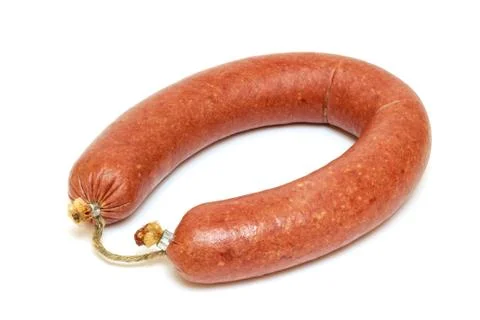Beef sausage isolated Stock Photos