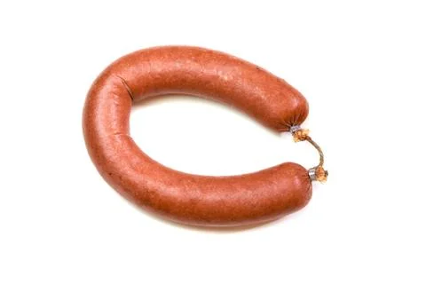 Beef sausage isolated Stock Photos