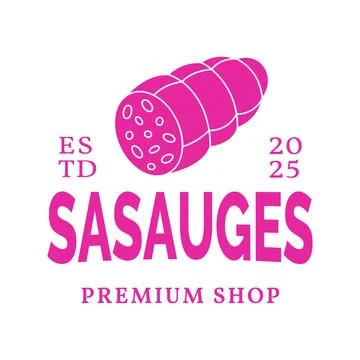 Beef sausage logo design template. Butchery sausages logotype for food market Stock Illustration
