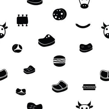 Beef seamless pattern background icon. Stock Illustration