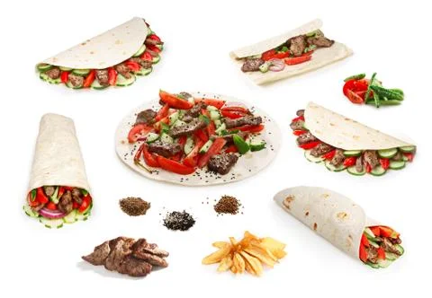 Beef Shawarma set isolated Foto stock