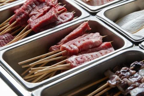 Beef skewers Stock Photos