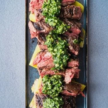 Beef Sliced grilled steak Stock Photos