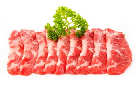 Beef sliced on white Stock Photos