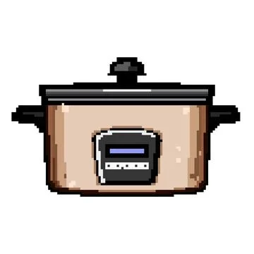 Beef slow cooker pixel art vector illustration Stock Illustration