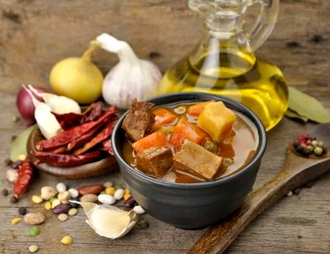 Beef soup with vegetables Stock Photos