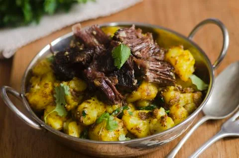 Beef with spiced potatoes Foto stock