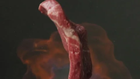 Beef steak and fire flame Video stock 150570209