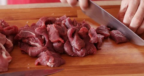 Beef steak chunks Stock Footage 107948978