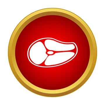 Beef steak cut icon on red circle background Ilustración de archivo