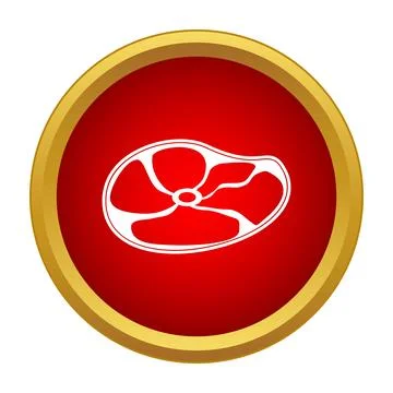 Beef steak cut icon on red circle Ilustración de archivo